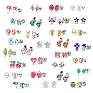 HUGE 30 PAIRS Stainless Steel Stud Earring Set
